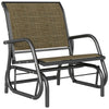 Patio Glider Outdoor Glider Chair with Breathable Mesh Seat & Backrest, Armrests and Metal Frame, Light Mixed Brown