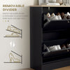 Slim Shoe Storage Cabinet, Modern Shoe Cabinet with 2 Flip Drawers and Adjustable Shelves for 8-12 Pairs, White