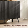 Buffet Cabinet with Storage Modern Fluted Sideboard with Adjustable Shelves Wood Legs for Dining Room Living Room Oak