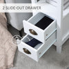 Slim End Table with 2 Drawers and Storage Shelf, Sofa Side Table for Living Room, Narrow Nightstand, White