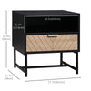 Modern Bedside Table with Drawer, Nightstand with Storage Shelf, Sofa End Table for Bedroom, Black and Oak