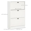 Shoe Cabinet with 3 Flip Drawers, Narrow Shoe Storage Cabinet, Holds 12 Pairs for Entryway, Hallway, White