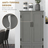 4-Door Storage Cabinet Multi-Storey Large Space Pantry with Adjustable Shelves Grey
