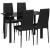 Dining Table and Chairs Set for 4, Modern 5 Pieces Kitchen Table Set with Glass Table, Padded Seat and Steel Frame