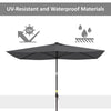 6.5x10ft Patio Umbrella Tilt Aluminum Outdoor Market Parasol with Solar Powered LEDs, Crank - Dark Grey