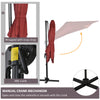 8' x 8' Square Patio Hanging Offset Umbrella with 360° Rotation, Aluminum Outdoor Cantilever Parasol with Crank & Tilt, Sun Canopy Shelter with Cross Base, Wine Red