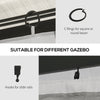 Gazebo Curtains, 10' x 12' Universal Replacement Privacy Curtain, 4-Panels Sidewall with Hooks/C-Rings, Light Grey