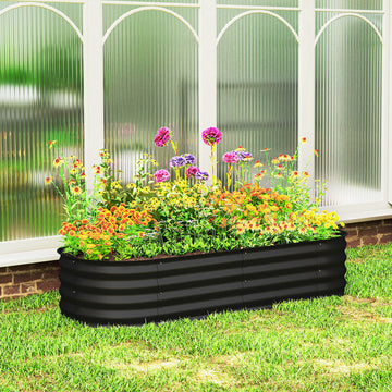 4.9 x 2 x 1ft Galvanized Raised Garden Bed Kit, Metal Planter Box with Safety Edging, Black