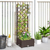Raised Garden Bed with Trellis, Plastic Raised Flower Bed with Drainage Holes and Drain Plugs, 16