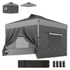 10 x 10 ft Pop Up Canopy Tent with 4 Sidewalls, UPF 50+ 1-Button Push Outdoor Instant Canopy with Wheeled Bag, Dark Grey