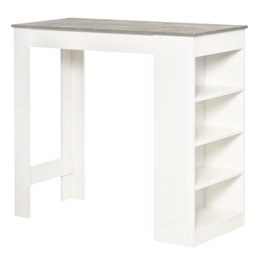 Bar Table, High Top Pub Table with 4 Storage Shelves, Modern Bar Height Table for Home Bar, Kitchen, Grey