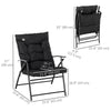 Foldable Lounge Chair, Fabric Upholstered Recliner, Outdoor Lounger with Armrest, Metal Frame for Backyard, Black
