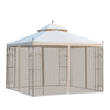10' x 10' Steel Outdoor Patio Gazebo Canopy with Removable Mesh Curtains, Display Shelves, & Steel Frame
