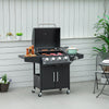 4+1 Burner Liquid Propane Gas Grill Outdoor Cabinet Style BBQ Trolley w/ Side Burner, Warming Rack, Side Shelf, Storage Cabinet, Thermometer, 4 Wheels, Carbon Steel