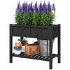 Wooden Raised Garden Bed, Elevated Planter Box with Storage Shelf, Drainage Holes and Liner, 34
