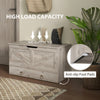 31.5 Inches Storage Chest, Storage Trunk with 2 Safety Hinges for Living Room, Grey Wood Grain