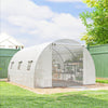Walk-in Tunnel Greenhouse, Plant Hot House w/ Support Rods, Roll-up Mesh Door, Mesh Windows, 13'x9.8'x6.6', White