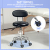 Adjustable Stool, Rolling Stool, 360° Rotate, with Backrest and Wheels, Black