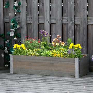Jardinière surélevée en bois de 3 pi x 1 pi, pour l'extérieur, cour arrière ou patio, pour cultiver légumes, herbes et fleurs, gris pâle