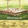 Kids Wooden Sandbox Outdoor Backyard Playset Children Play Station w/ Adjustable Canopy & Convertible Bench Sand for 3-7 Years Old