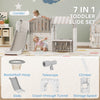 Qaba 7-in-1 Toddler Slide, Kids Slide Climber Playset with Playhouse and Basketball Hoop for 1-4 Years, Grey