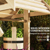 Wood Wishing Well Outdoor Wooden Planter with Hanging Bucket and Drainage Hole for Garden, Patio, Backyard, Natural Wood