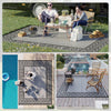 Portable Outdoor Rug with Carrying Bag, 9' x 12' Reversible Mat, Waterproof Plastic Straw RV Rug for Backyard, Deck, Picnic, Beach, Camping, Black and Grey