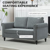 Vintage Loveseat, Upholstered Love Seat Furniture, Chenille-feel Fabric 2 Seater Sofa Couch with Rolled Arms, Gourd-Shaped Rubber Wood Legs for Living Room, Grey