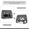 3-Seater Outdoor Swing Chair Chaise Lounger Bed Garden Hammock with Steel Stand, Canopy Netting Walls, Dark Grey