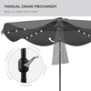 Solar Patio Umbrella with LED and Tilt, Outdoor Market Table Umbrella Parasol with Crank, 10 x 10 ft, Dark Grey