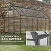 6' x 12' x 6.5' Walk-in Greenhouse, Polycarbonate Greenhouse with Adjustable Roof Vent, Base, Sliding Door, Charcoal Grey