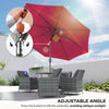 10' x 8' Round Market Umbrella, Patio Umbrella with Crank Handle and Tilt, Outdoor Parasol for Garden, Bench, Lawn, Wine Red
