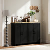 Modern Sideboard Buffet Cabinet, Modern Kitchen Storage Cabinet with 4 Doors Adjustable Shelves, for Dining Room, Black