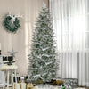 7.5 Feet Pencil Snow Flocked Artificial Christmas Tree with 880 Realistic Cypress Branches, Auto Open, Green