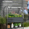 Raised Garden Bed with Cover, Metal Elevated Planter Box with Bottom Shelf and Liner, Dark Grey