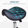 Saddle Stool, PU Leather Rolling Stool with Wheels, Adjustable Salon Chair for Kitchen, Salon Spa, Bar, Home Office, Massage, Black
