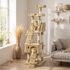 68-inch Multi-Level Cat Scratching Tree Kitty Activity Center Post Tower Condo Pet Furniture w/ Toy Light Brown
