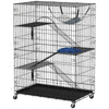 4-Tier Cat Cage, Large Cat Enclosure with Lockable Wheels, Tray, Hammock, Bed, 3 Ramp, 3 Platforms for 3-5 Kittens
