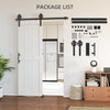 28inx84in Barn Door with 5FT Sliding Door Hardware Kit, Handle, Upgraded Rollers and Floor Guide, Waterproof, White