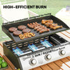 Propane Gas Grill with 3 Main Burners, 8530 BTU Outdoor BBQ Grill Cart with Non-Stick Griddle and Lid, Black