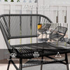 3 Piece Bistro Set, Wicker Outdoor Patio Furniture Set with Glass Top Table, Cushions for Balcony, Porch, Black