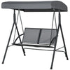 2-Seat Patio Swing Chair, Outdoor Porch Swing Glider w/ Tilting Canopy and Weather Resistant Steel Frame, Dark Grey