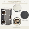 4-Story Cat House for Indoor, Cat Condo with Sisal Scratching Surface, Removable Cushion, 16