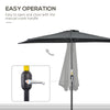 9.8ft Half Umbrella Semi Round Patio Parasol with Crank Handle, Top Vent for Garden, Balcony- NO BASE INCLUDED, Black