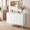 Modern Sideboard and Buffet, Dining Room Cabinet with Adjustable Shelves and 3 Doors, White