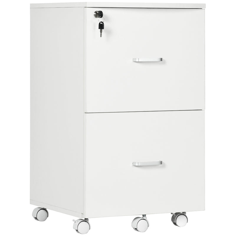 2 Drawer File Cabinet with Lock, Small Rolling Filing Cabinet for A4, Letter-Size Documents, Printer Stand for Home Office, 17