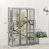 Wooden Catio Outdoor Cat Enclosure with 6 Jumping Platforms, Scratching Post, 2 Ramps, Waterproof Roof, Grey