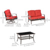 4 PCS Patio PE Rattan Wicker Sofa Set Outdoor Conversation Furniture w/ Two Tier Tea Table & Cushions, Red