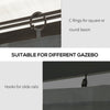 Gazebo Curtains, 10' x 13' Universal Replacement Privacy Curtain, 4-Panels Sidewall with Hooks/C-Rings, Grey