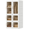 Portable Wardrobe, Foldable Plastic Closet with 5 Compartments, Hanging Rod and Magnetic Doors, White